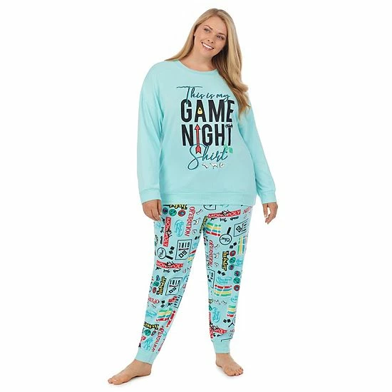 Licensed Character Plus Size Hasbro Game Night Long Sleeve Pajama Top & Banded Bottom Pajama Pants Set 3 Licensed Character Plus Size Hasbro Game Night Long Sleeve Pajama Top & Banded Bottom Pajama Pants Set