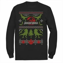 Licensed Character Men's Jurassic World Dinosaur Xmas Ugly Sweater Long Sleeve Graphic Tee Navy -Licensed Character Shop unnamed file 6260