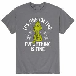 Licensed Character Men's Dr. Seuss The Grinch Its Fine Tee Heather Red