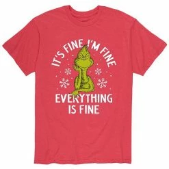 Licensed Character Men's Dr. Seuss The Grinch Its Fine Tee Heather Red -Licensed Character Shop unnamed file 648