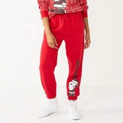Licensed Character Juniors' Peanuts Santa Snoopy Graphic Joggers