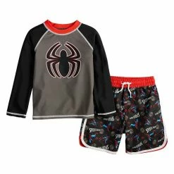 Licensed Character Toddler Boy Marvel Spider-Man Rash Guard & Swim Trunks Set