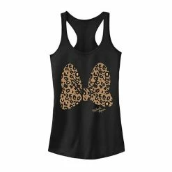 Licensed Character Juniors' Disney Minnie Mouse Leopard Print Bow Tank Black Heather