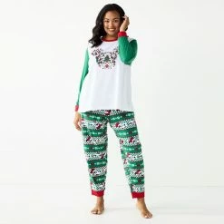 Licensed Character Disney's Mickey Mouse Plus Size Jammies For Your Families® "Holiday Party Mickey" Pajama Set