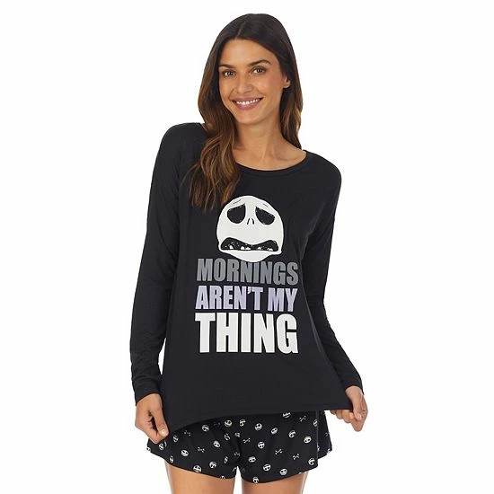 Licensed Character Women's The Nightmare Before Christmas Long Sleeve Pajama Top And Pajama Shorts Set Light Purple 5 Licensed Character Women's The Nightmare Before Christmas Long Sleeve Pajama Top And Pajama Shorts Set Light Purple - Image 3