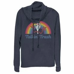 Licensed Character Disney / Pixar's Toy Story 4 Juniors' Forky Talkin' Trash Rainbow Poster Cowl Neck Pullover Sweatshirt Gray Heather