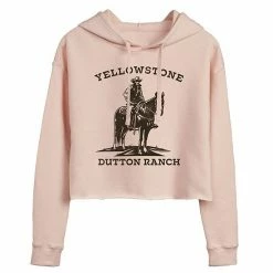 Licensed Character Juniors' Yellowstone "Dutton Ranch" Cropped Graphic Hoodie