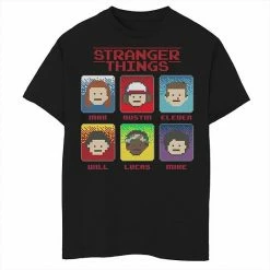 Licensed Character Boys 8-20 Netflix Stranger Things Group Shot 8-Bit Box Up Graphic Tee