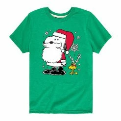 Licensed Character Boys 8-20 Peanuts Santa Reindeer Snoopy Graphic Tee Gray