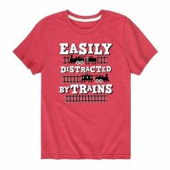 Licensed Character Boys 8-20 "Easily Distracted By Trains" Graphic Tee