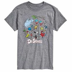 Licensed Character Men's Dr. Seuss Pattern Tee Grey
