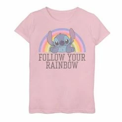 Licensed Character Disney's Lilo & Stitch Girls 7-16 Follow Your Rainbow Graphic Tee