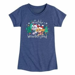 Licensed Character Girls 7-16 Paw Patrol Winter Wonderland Graphic Tee Blue