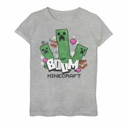 Licensed Character Girls 7-16 Minecraft Heart Goes Boom Creeper Graphic Tee