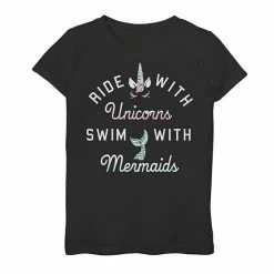 Licensed Character Girls 7-16 Ride With Unicorn Swim With Mermaids Graphic Tee