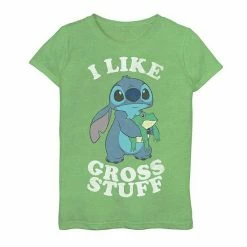 Licensed Character Disney's Lilo & Stitch Girls 7-16 I Like Gross Stuff Stitch And Frog Graphic Tee