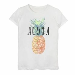 Licensed Character Girls 7-16 Large Pineapple Centered Aloha Graphic Tee