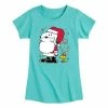 Licensed Character Girls 7-16 Peanuts Santa And Reindeer Graphic Tee Blue -Licensed Character Shop unnamed file 7279