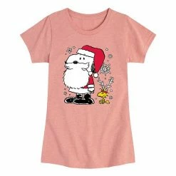 Licensed Character Girls 7-16 Peanuts Santa And Reindeer Graphic Tee Blue -Licensed Character Shop unnamed file 7281