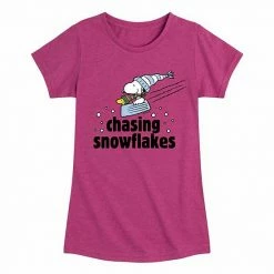 Licensed Character Girls 7-16 Peanuts Chasing Snowflakes Graphic Tee
