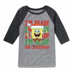 Licensed Character Boys 8-20 SpongeBob SquarePants Ready Christmas Raglan Graphic Tee