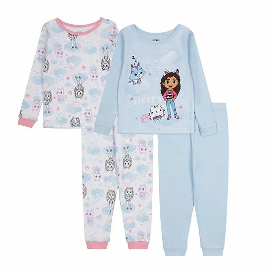 Licensed Character Toddler Girl Gabby's Dollhouse "Purr-fectly Sleepy" 4 Piece Pajama Set 3 Licensed Character Toddler Girl Gabby's Dollhouse "Purr-fectly Sleepy" 4 Piece Pajama Set