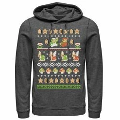 Licensed Character Men's Nintendo Super Mario Nordic Pattern Hoodie Charcoal Heather -Licensed Character Shop unnamed file 7363