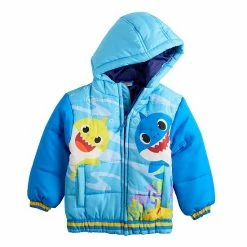 Licensed Character Toddler Boy Baby Shark Hooded Puffer Coat