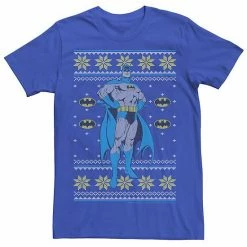 Licensed Character Men's DC Comics Batman Power Stance Christmas Sweater Style Tee Royal Heather -Licensed Character Shop unnamed file 7554