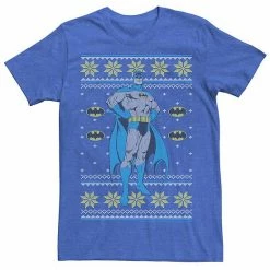 Licensed Character Men's DC Comics Batman Power Stance Christmas Sweater Style Tee Royal Heather -Licensed Character Shop unnamed file 7556