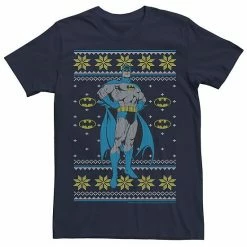 Licensed Character Men's DC Comics Batman Power Stance Christmas Sweater Style Tee Royal Heather -Licensed Character Shop unnamed file 7557