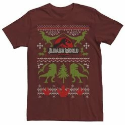 Licensed Character Men's Jurassic World Dinosaur Xmas Ugly Sweater Graphic Tee Cardinal -Licensed Character Shop unnamed file 7560