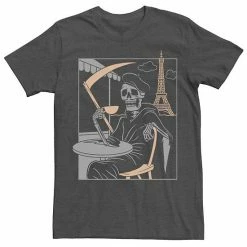 Licensed Character Men's Grim Reaper Coffee Break In Paris Poster Graphic Tee Black -Licensed Character Shop unnamed file 7575