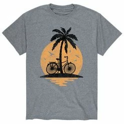 Licensed Character Men's Sunset Palm Tree Bike Tee Grey