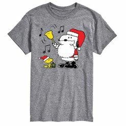 Licensed Character Men's Peanuts Snoopy Santa Bell Tee Blue