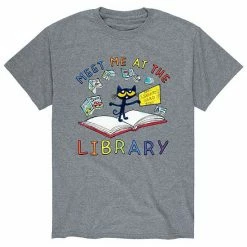 Licensed Character Men's Pete The Cat Meet At Library Tee White