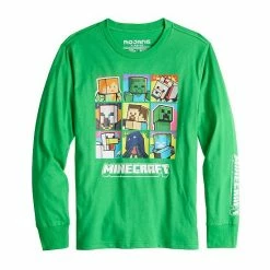 Licensed Character Boys 8-20 Minecraft Characer Squares Long Sleeve Graphic Tee