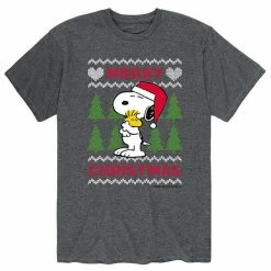 Licensed Character Men's Peanuts Sweater Tee Heather Charcoal