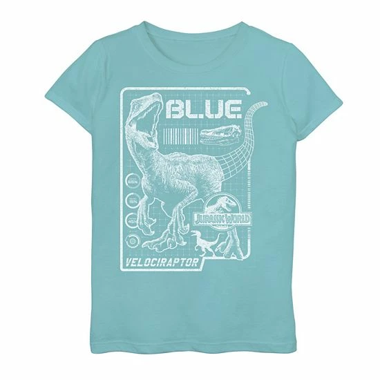 Licensed Character Girls 7-16 Jurassic World Two Blue Raptor Schematic Graphic Tee 3 Licensed Character Girls 7-16 Jurassic World Two Blue Raptor Schematic Graphic Tee