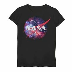 Licensed Character Girls 7-16 NASA Purple Pink Mix Galaxy Style Logo Graphic Tee