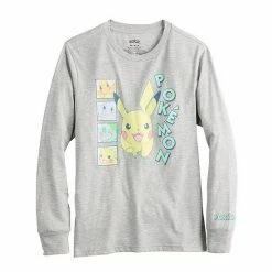 Licensed Character Boys 8-20 Pokemon Pikachu, Bulbasaur, Charmander & Squirtle Long Sleeve Graphic Tee