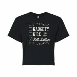Licensed Character Juniors' Yellowstone Beth Dutton Christmas List Cropped Graphic Tee