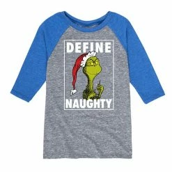 Licensed Character Boys 8-20 Dr. Seuss The Grinch Naughty Raglan Graphic Tee Gray -Licensed Character Shop unnamed file 7930