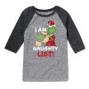 Licensed Character Boys 8-20 Dr. Seuss How The Grinch Stole Christmas I Am The Naughty List Raglan Graphic Tee -Licensed Character Shop unnamed file 7931