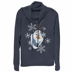 Licensed Character Disney's Frozen Olaf Smile Snowflake Juniors' Christmas Cowl Neck Pullover