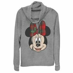 Licensed Character Disney's Minnie Mouse Christmas Bow Juniors' Cowl Neck Pullover