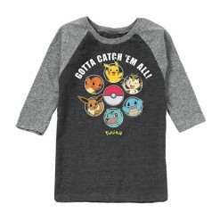 Licensed Character Boys 8-20 Pokemon Gotta Catch Em Raglan Graphic Tee