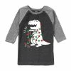 Licensed Character Boys 8-20 Christmas Lights Dino Raglan Graphic Tee Grey -Licensed Character Shop unnamed file 7945