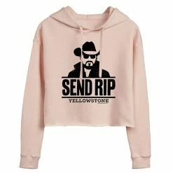 Licensed Character Juniors' Yellowstone "Send RIP" Cropped Graphic Hoodie