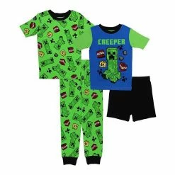 Licensed Character Boys 6-12 Minecraft "Creeper Rules" Tops, Shorts & Pants Pajama Set